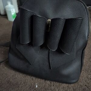 Elegant Black Bow Backpack